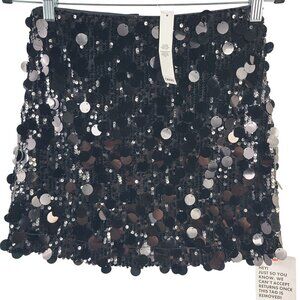 NWT ASOS Design Black Sequin Mini Skirt US Sz 4 Fully Lined Shimmering Partywear